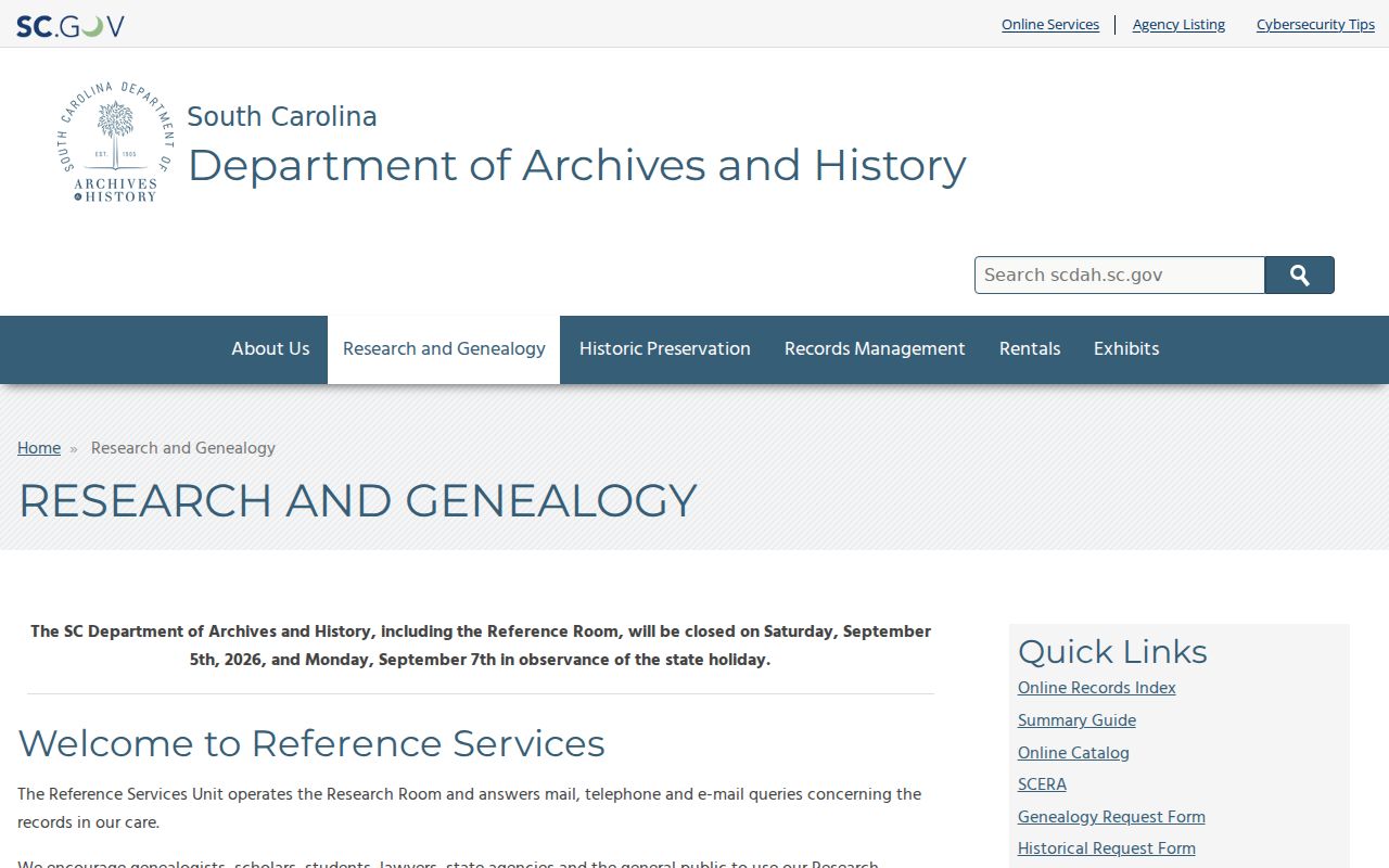 Goose Creek city directory archival research through the South Carolina Archives Research Room