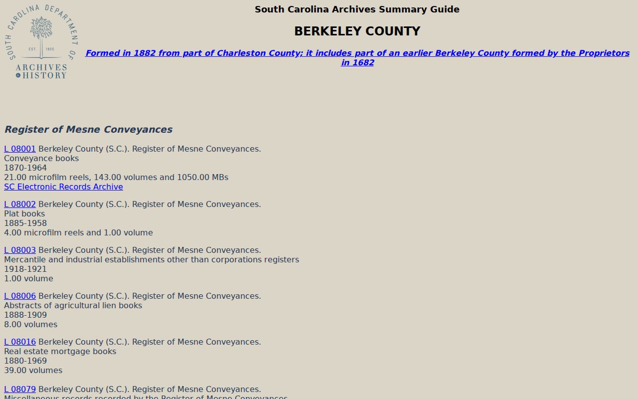Goose Creek city directory alternatives in the South Carolina Archives Berkeley County guide