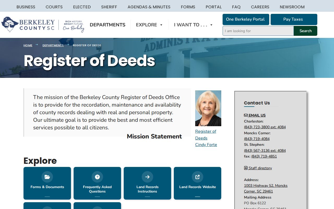 Goose Creek residents directory Register of Deeds recording alert
