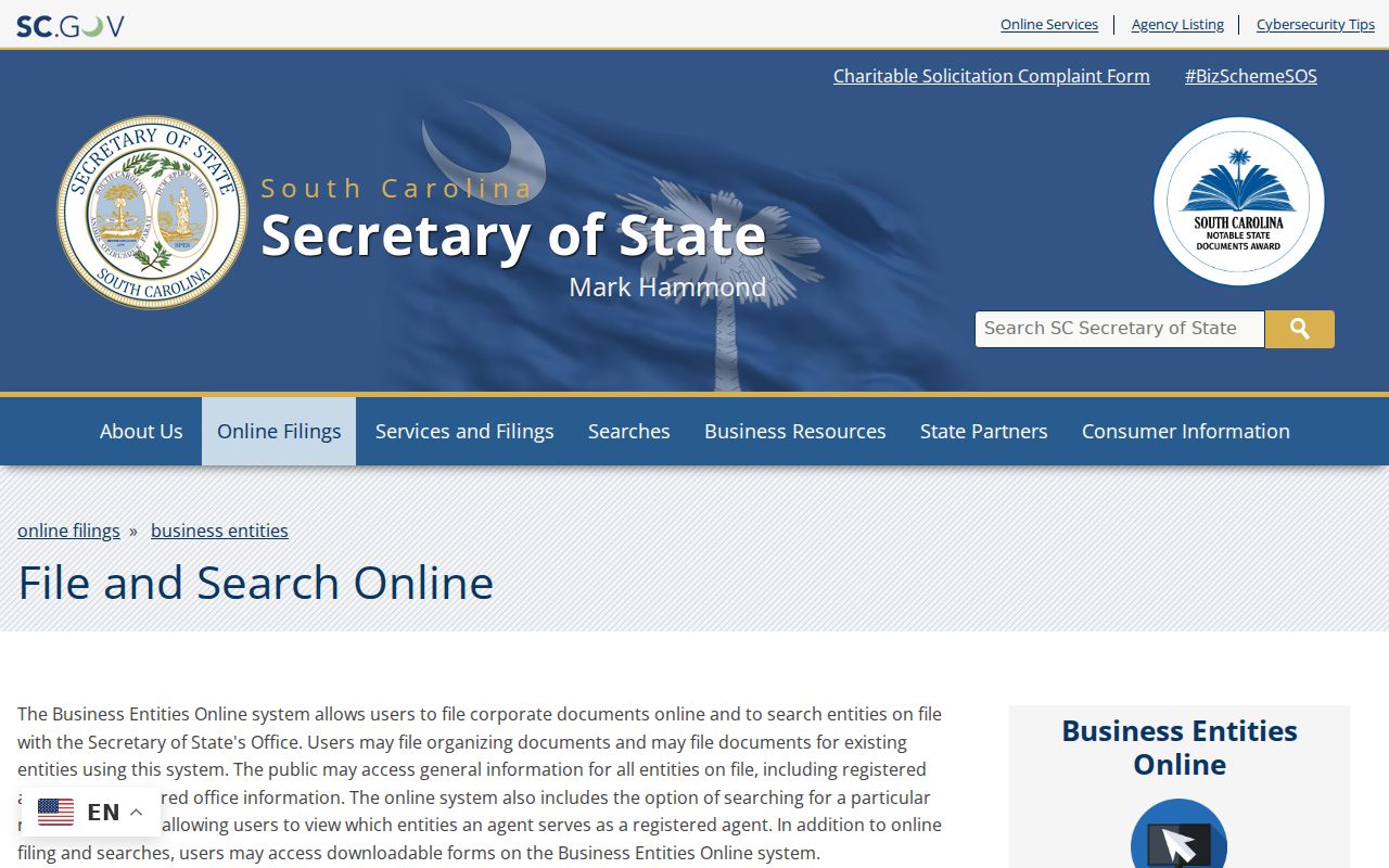 Goose Creek resident lookup South Carolina business entity search